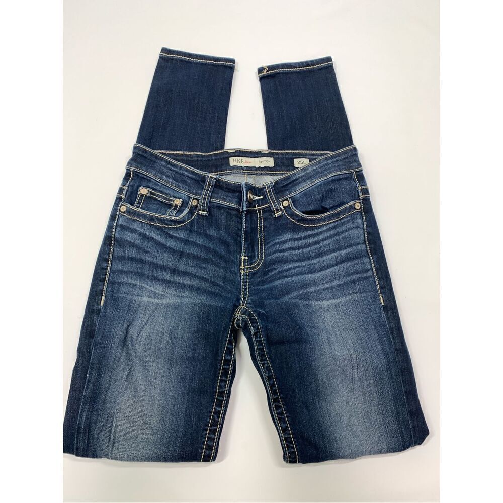 BKE Women's 5-Pocket Distressed Payton Denim Jeans Medium Wash Blue Size 25L